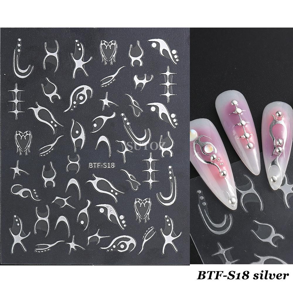 Nail Sticker Geometric Pattern Shining Star Moon Back Adhesive Nail Decals