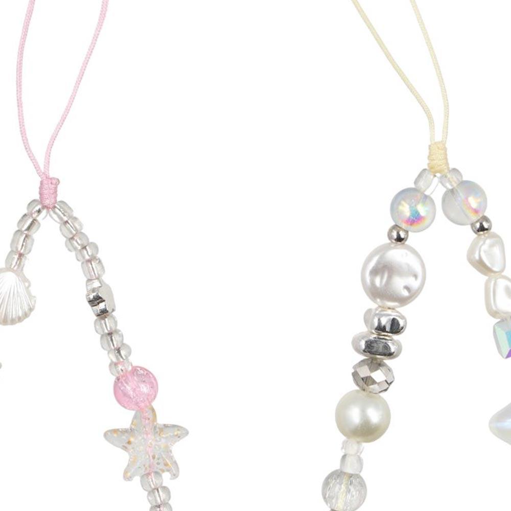 Y2K Silver Phone Lanyard Sweet Girl Beads Phone Chain Cell Phone Strap  Bracelet Keychain