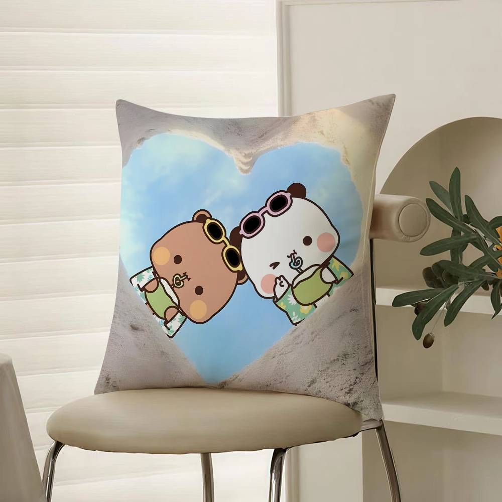 

Cartoon Role Bubu & Dudu Couple Pillow Case Comfort Sofa Bed Silky elegant Invisible zipper Decorative cushion cover 12x12Inch