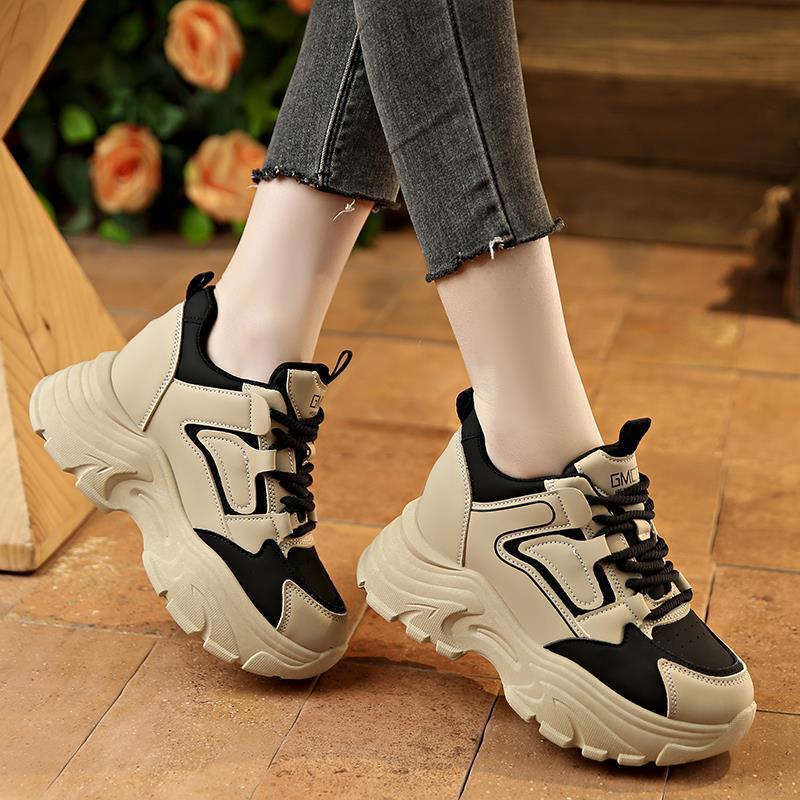 Fashion Trendy Casual Women's Shoes 2024 New Lightweight Street Style Sports Shoes with Thick Soles Internally Raised Vulcanized Shoes