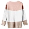 Womens Lady V-neck Sweater Casual Patchwork Loose Long Sleeve Tops Slim Fit Pullover