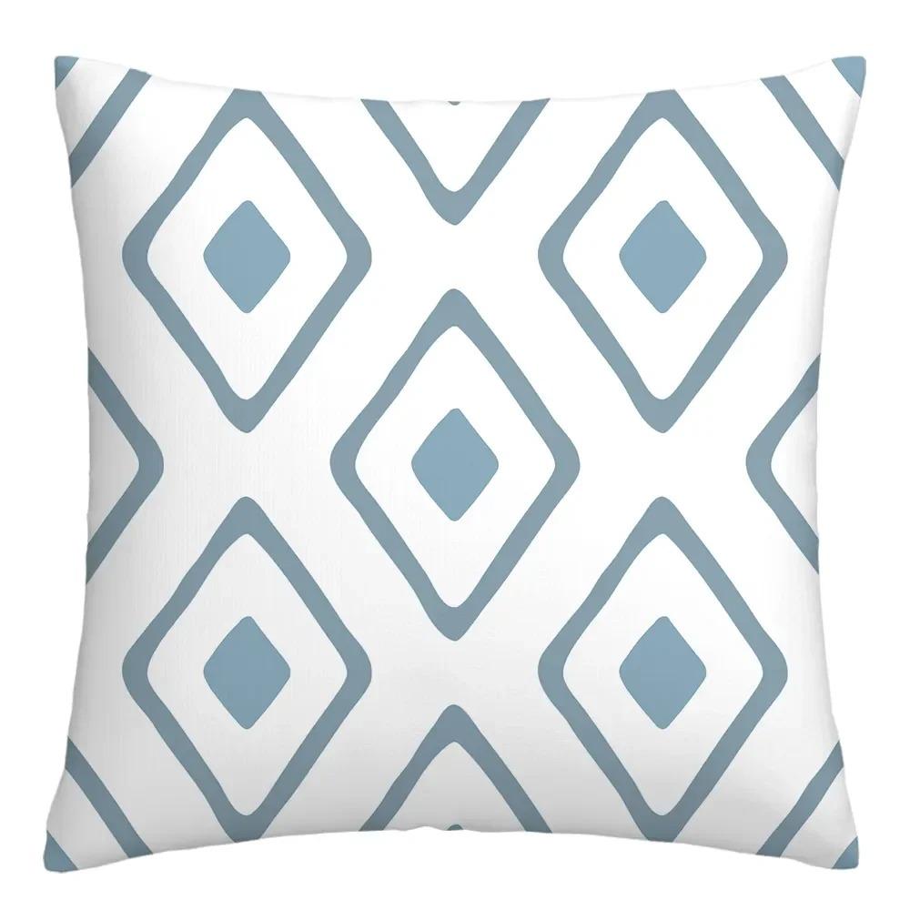 Blue and White Geometric Diamond Pillowcase Office Living Room Home Pillowcase Car Ornaments
