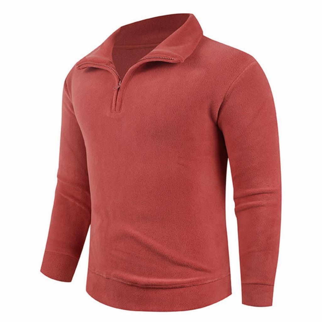 Lässige lockere Fleecejacke für Damen und Herren, Herren einfarbiges Sweatshirt mit Stehkragen und halbem Reißverschluss
