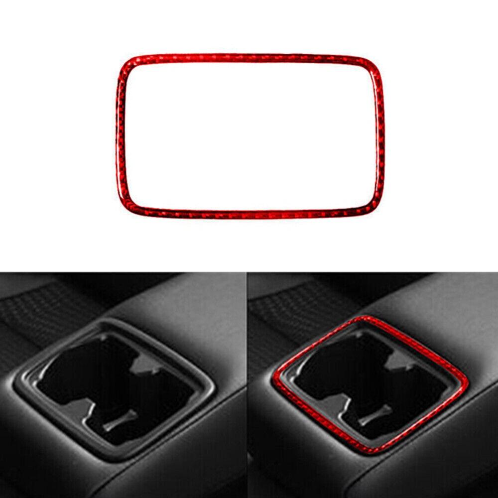 Red Carbon Fiber Interior Rear Watercup Panel Cover Trim For Toyota Camry 12-14