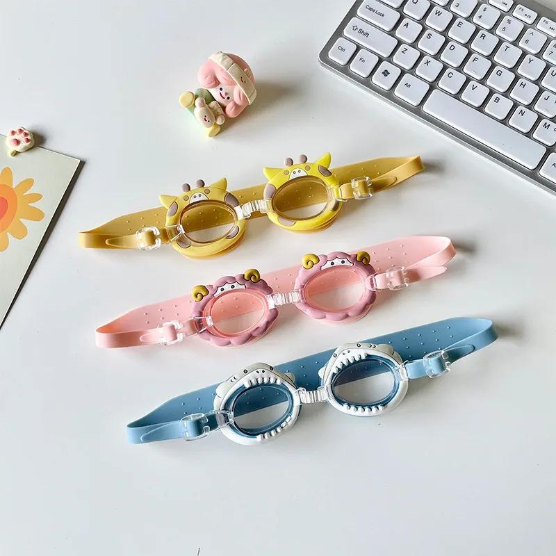 Lunettes de natation étanches anti-buée motif poney dessin animé Sangle réglable Mignon Enfants Fournitures de natation