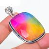 Natural Rainbow Solar Quartz Gemstone 925 Steling Silver Jewelry Pendant 2.17" M9G28