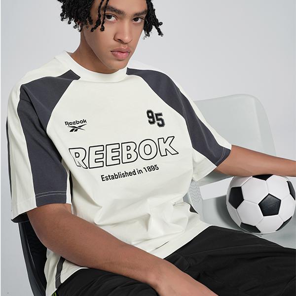 Reebok Color Block Loose Fit Letter Print Round Neck Short Sleeve T-Shirt Unisex Tops White 24SRM415UGW1