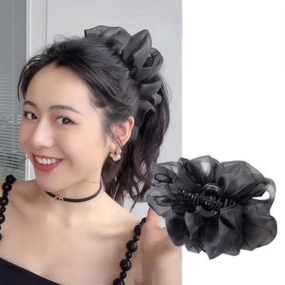 Korean Fashion Big Bow Hair Claw Ribbon Black White Two-sided Hair Clip Claw Clamp Headwear Girls Women Hair Accessories