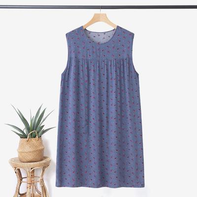 Yousheng Women's Loose Tank Nightgown Casual Chemise Pleated Sleeveless Sleep Dress Summer Crewneck Printed Homewear
