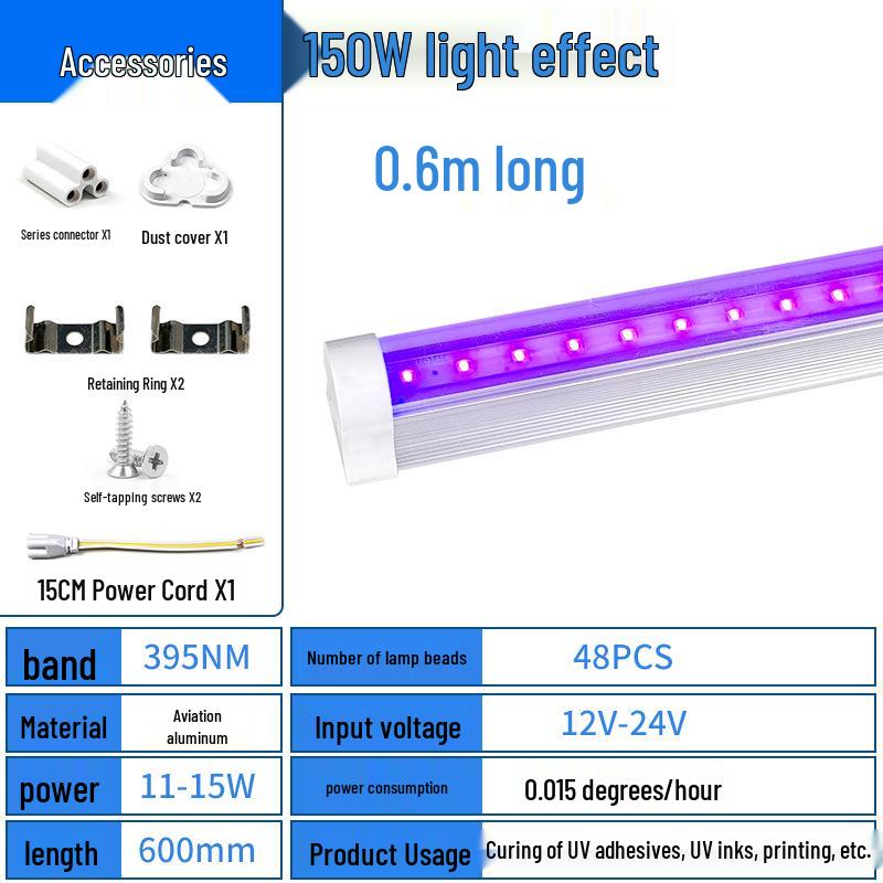 LED High-Power UV Curing Lamp for Ink and Epoxy Resin, 12V/24V