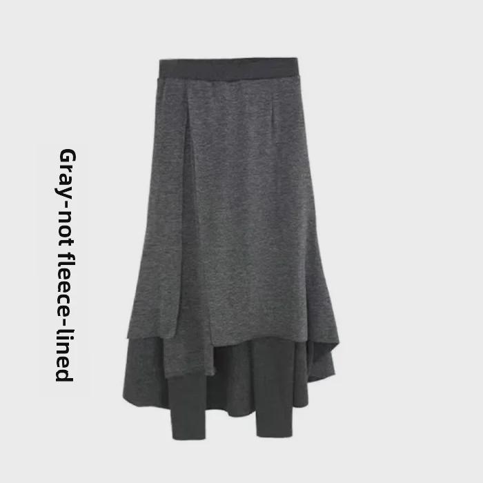 

Женские брюки-юбки нестандартного кроя из нескольких слоев, осень/зима 2023 г. — нишевый дизайн, большой размер, имитация двухкомпонентного фасона. 4XL