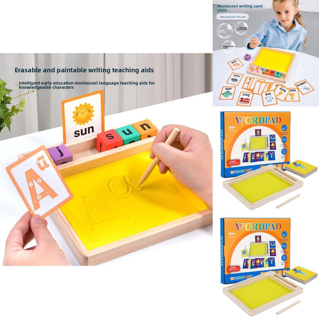 Bandeja de Areia com Alfabeto Montessori de Madeira Brinquedo Educacional Para Aprendizagem Precoce