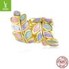 Colorful Autumn Leaves S925 Sterling Silver Beaded Autumn Fallen Leaves Diy Bracelet Bead Accessories