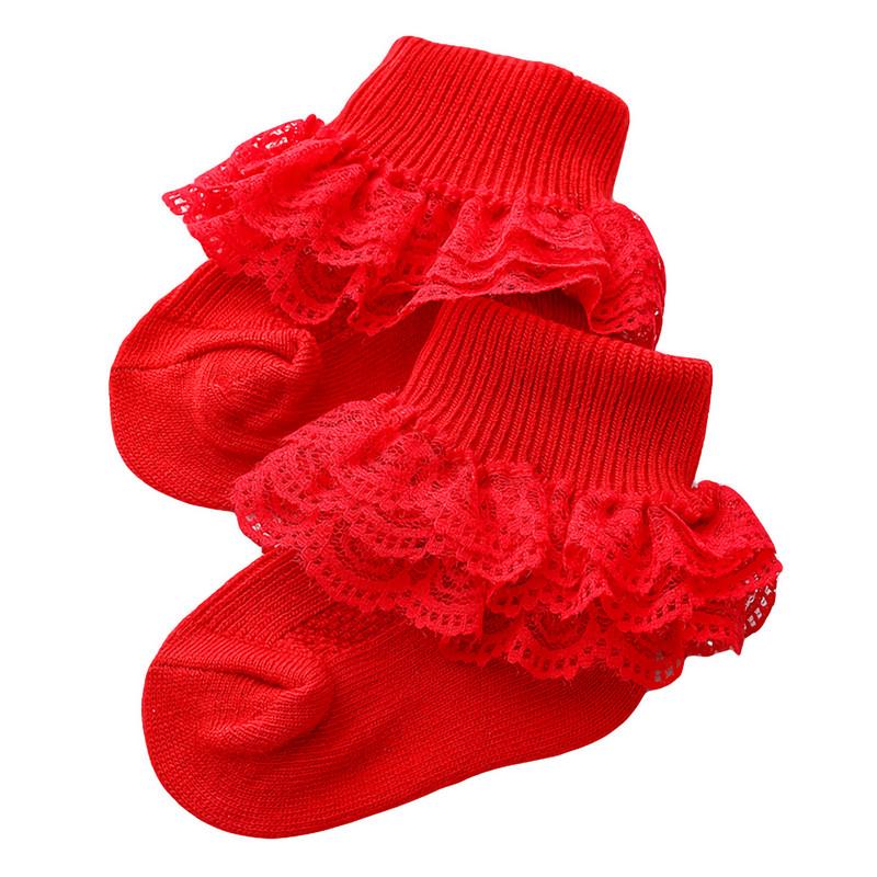 RUEWEY Baby Socks Items Accessories Newborn Girl Clothes Eyelet Frilly Lace Baptism Baby Socks Clothing for Kids Girls