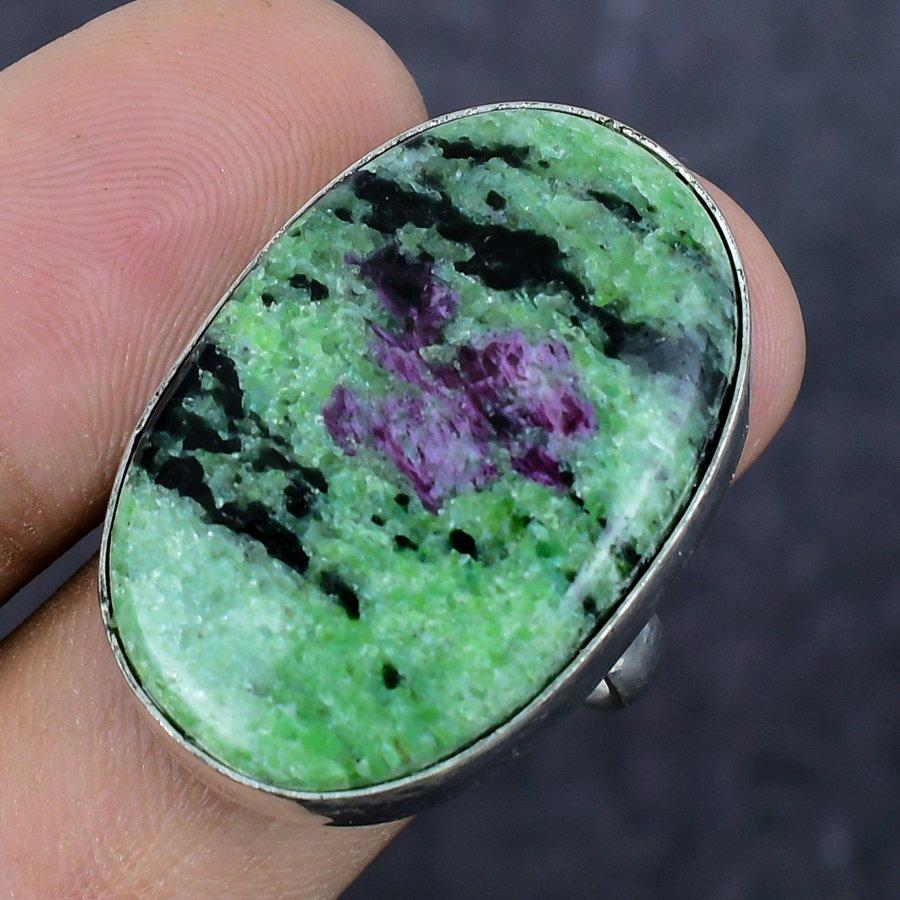 Piatră prețioasă Rubin Zoisit Lucrat manual Argint Sterling 925 Bijuterii Inel Mărimea 9 f9c09