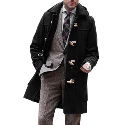 Men's Fall and Winter Lapel Thickened Ox Horn Button Coat Outdoor Warm Tweed Coat