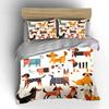 "Cartoon Dog Print Decor Set" Bedding Set with 1 Duvet Cover 2 Pillowcases Single Double King Queen Gift