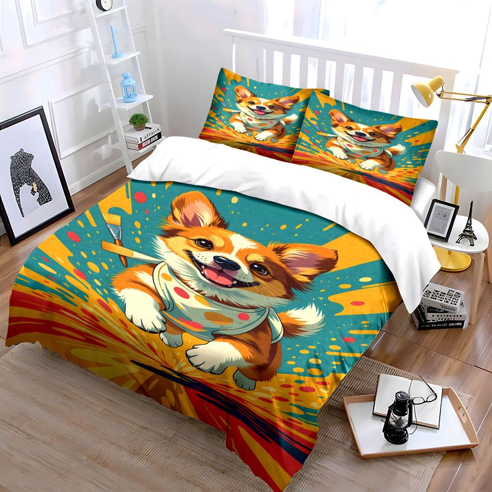 Joyful corgi splash burst! Bedding sets Duvet covers Pillowcases(1* Duvet Cover 2* Pillowcases without duvet insert)