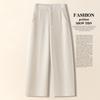 Petite Wool Blend Wide-Leg Cropped Pants for Women - 2025 Autumn/Winter Collection: Fashionable, Slimming, Casual Style.