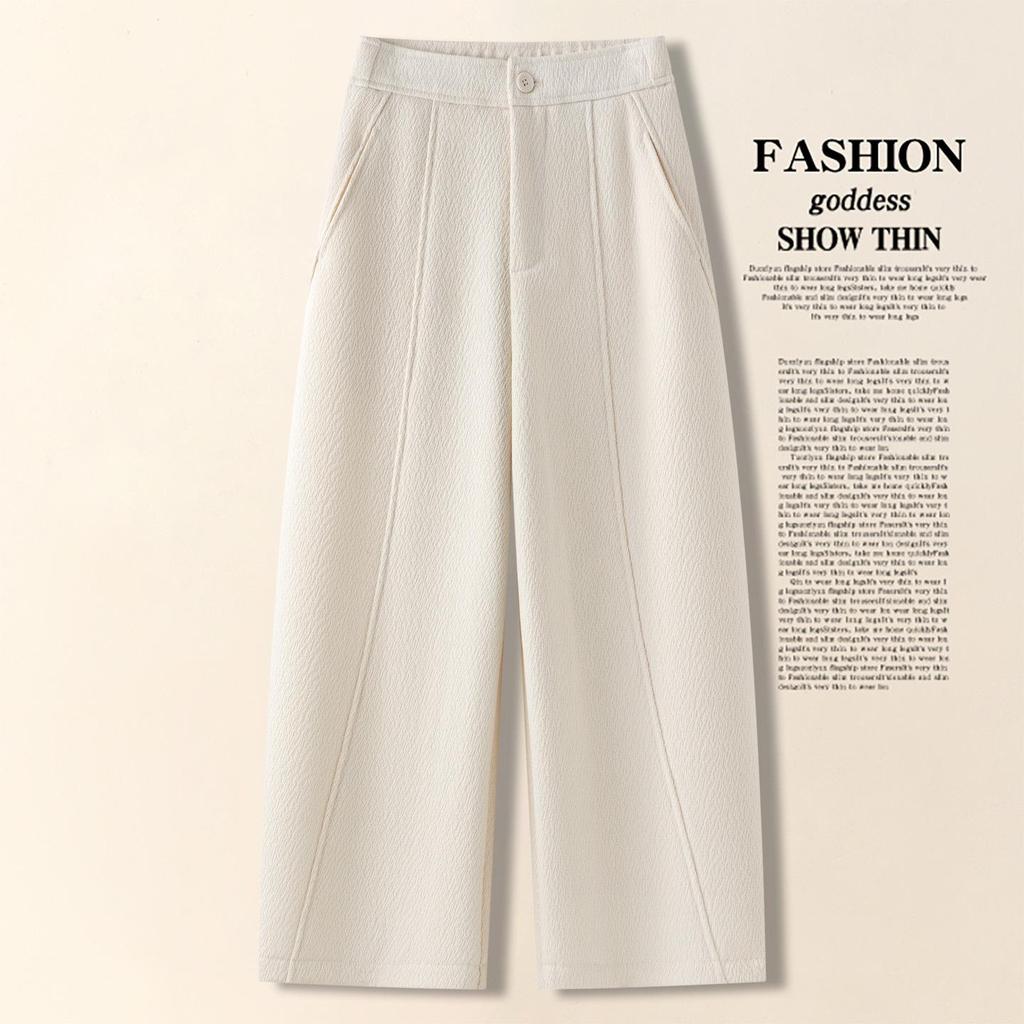 Petite Wool Blend Wide-Leg Cropped Pants for Women - 2025 Autumn/Winter Collection: Fashionable, Slimming, Casual Style.