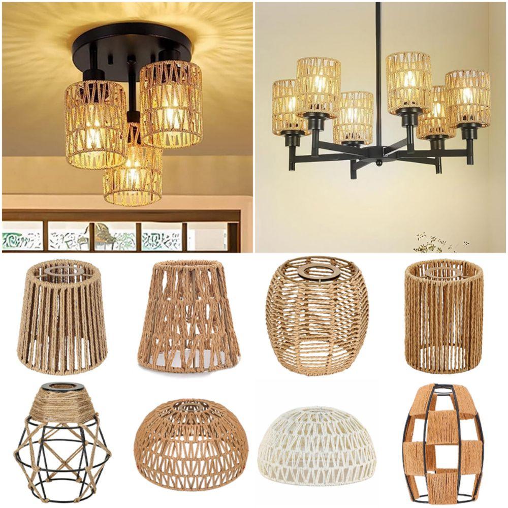 Hanging Woven Lampshade Vintage Style Hanging Light Lampshade  Interior Lighting Ornament