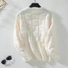 Women's Knitwear Autumn and Winter Retro Round Neck Loose Plaid Pullover Sweater