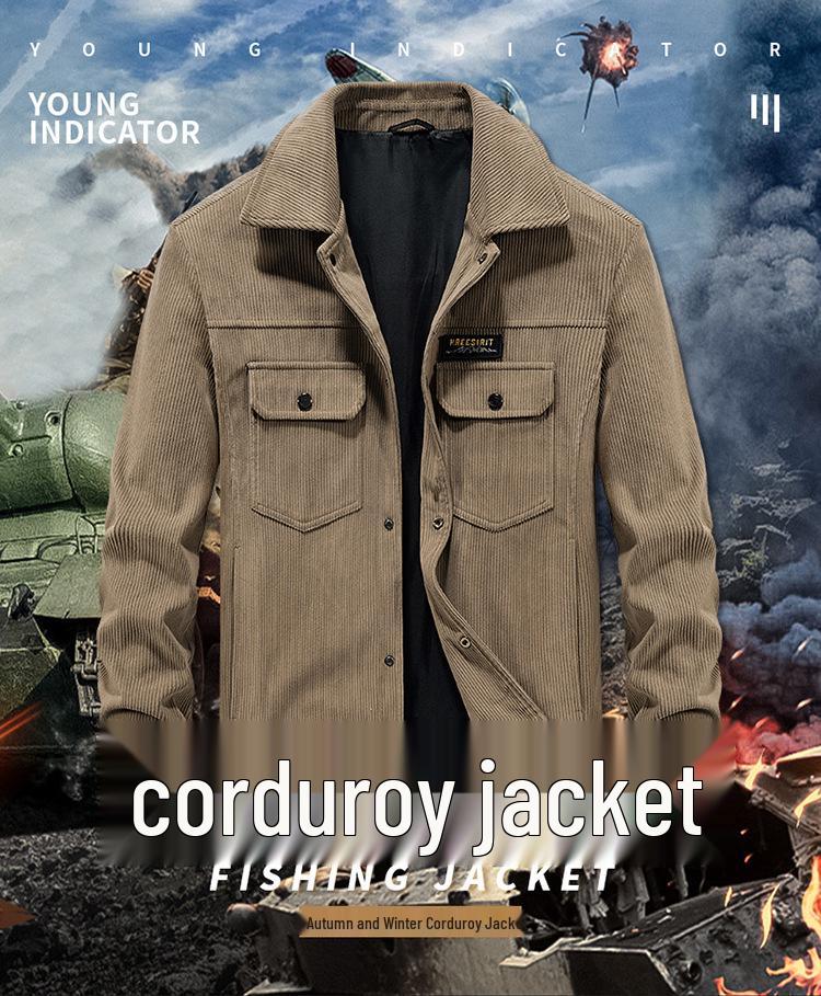 Corduroy Men's Casual Lapel Jacket - Youth Student Workwear Top