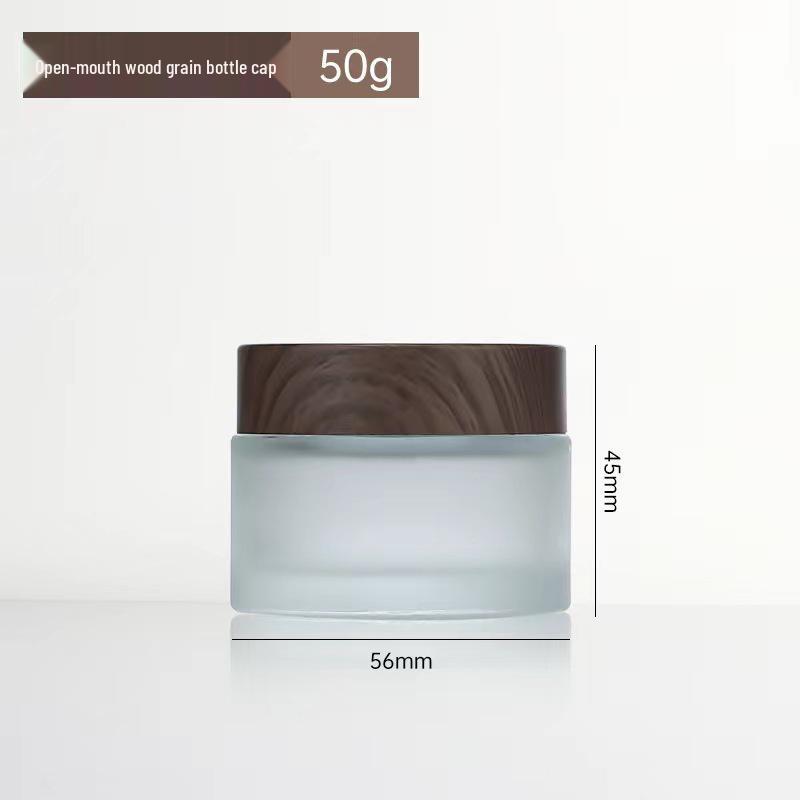 Tarro de Crema Cremosa Esmerilado con Veta de Madera - Botella Cosmética Sellada para Contorno de Ojos y Crema Facial Oscura Recargable