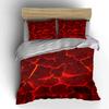 3Pcs Lava Crack Bedding Set, Red Hot Magma Rock Print Duvet Cover + 2 Pillowcases, Volcano Texture Pattern For Bedroom Decor