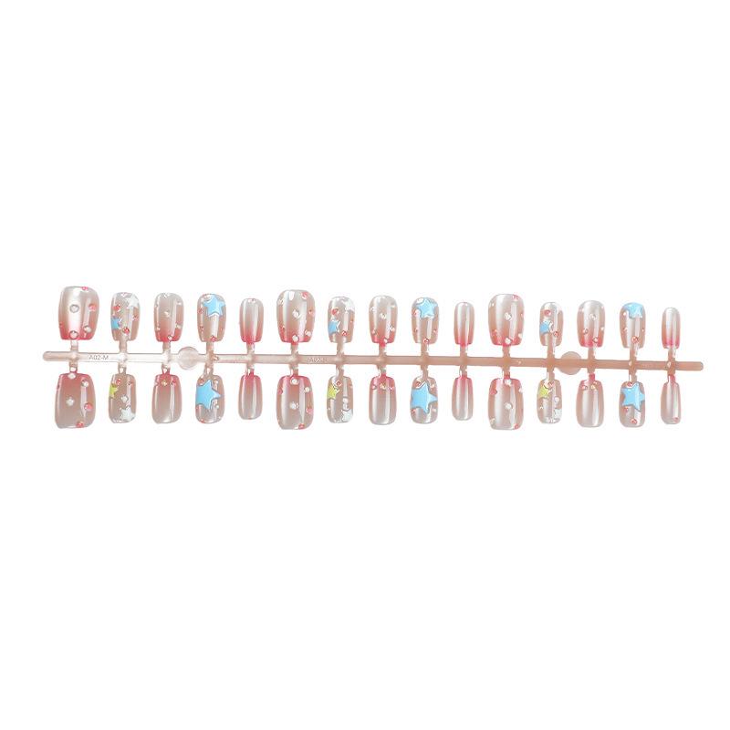 30-Piece Star Macaron Pearl Nail Art Tips - 3D Cat Eye Design