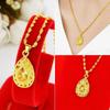Hollow Water Drop Necklace: Authentic Vietnam Sand Gold, Sparkling Clavicle Chain Gift for Women & Elders.