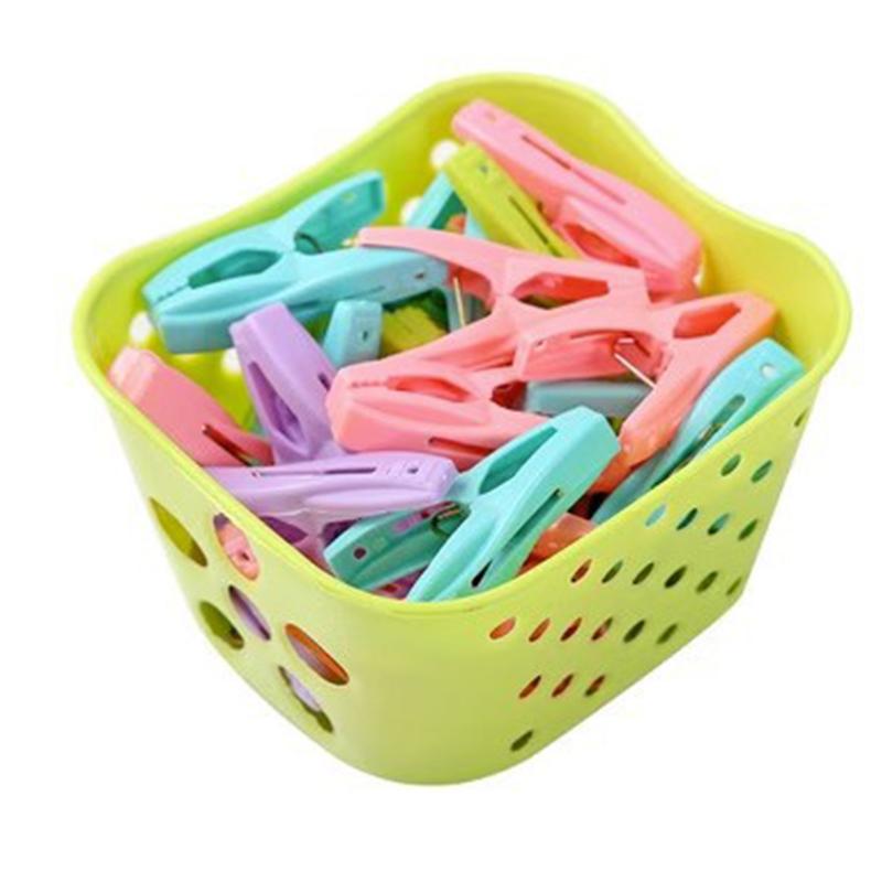 30Pcs Plastic Clothes Pegs Laundry Clothespin Clothes Pins Storage Organizer Quilt Towel Clips Spring With Basket Cabides Hanger