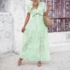 Women's clothing European and American spring and summer casual temperament deep V short-sleeved dress