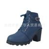 Large size leopard print short boots square head thick heel side zipper large size boots women