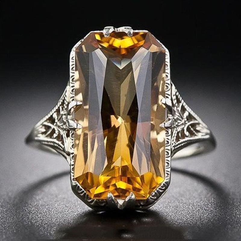 

E-Commerce Citrine Openwork Carved Ring Jewelry Hand Jewelry Gold-Plated no. 10