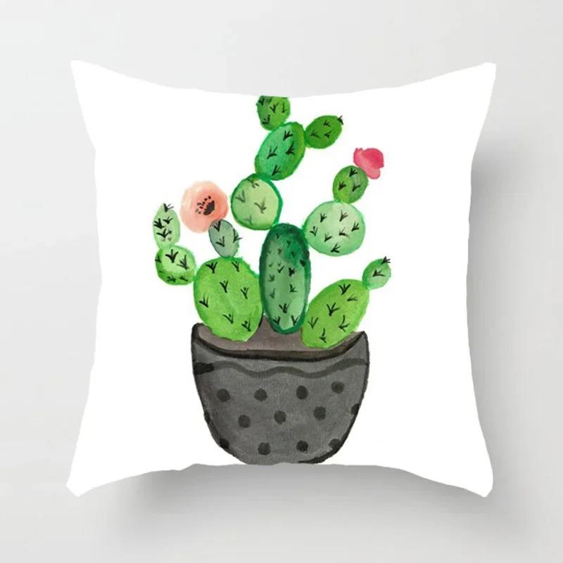 Tropical Green Plant Pillowcase Colorful Tree Pattern Creative Cushion Vitality Natural Style Sofa Decoration Pillow