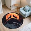 Moon Wolf,Round Area Rug,Carpet Rug for Living Room Bedroom Sofa Playroom Decor,Non-slip Floor Mat