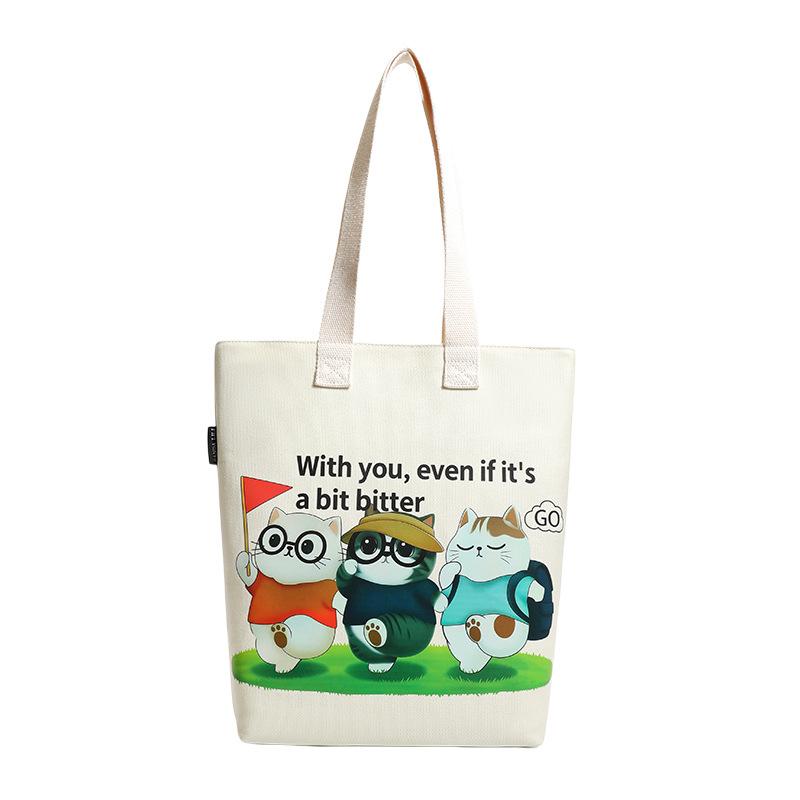 Trendy Cartoon Canvas Women's Handbag - Large Capacity Shoulder Bag