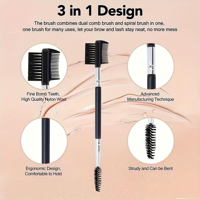 2-Piece Set Of 3-In-1 Professional Eyebrow And Eyelash Shaping Tools - Double-Ended Brush, Used For Curling Eyelashes For A Long, Beautiful Lash Curl