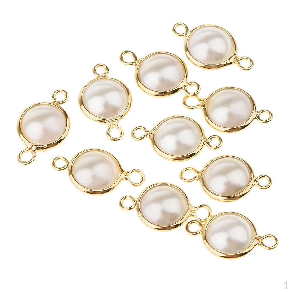 

10 Pcs Pearls Pendants Women Pendant Necklace Accessory Beige 2-Hole 8mm