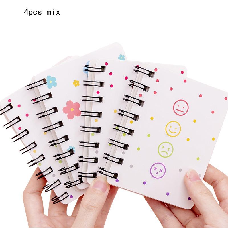Kawaii Cartoon Hyuna Flower Side Fold Coil Notebook Student Mini Portable Loose Leaf Notepad A7 Pocket Office School Supplies