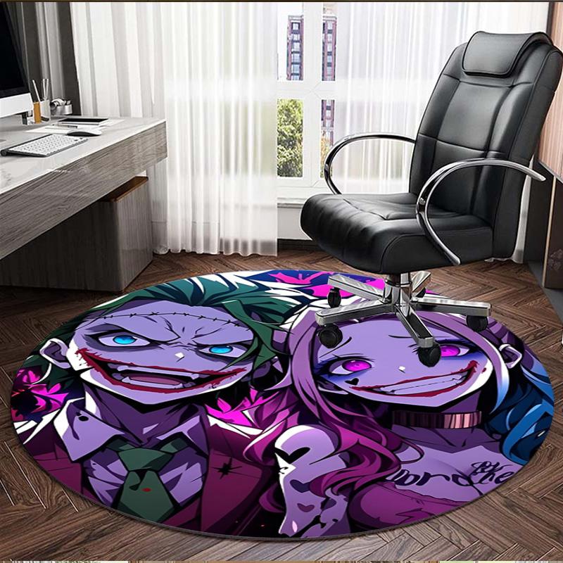 Harley Quinn Joker Print Round Rug, Washable Floor Carpet, For Entryway Dorm Laundry Room Office Study, Home Decor Birthday Christmas Gift