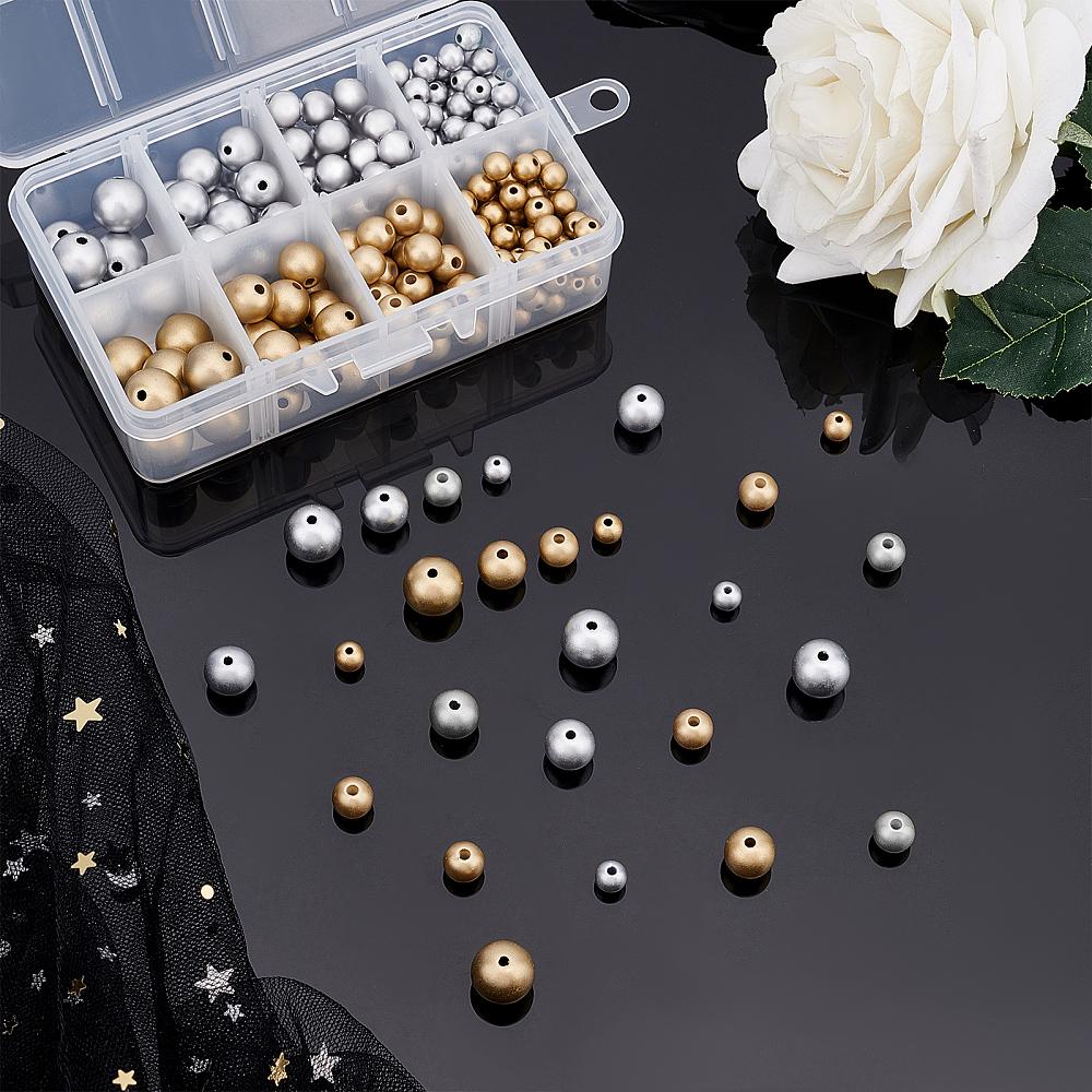 1box Matte style Spray Painted Acrylic Beads Round Mixed color 294pcs/box