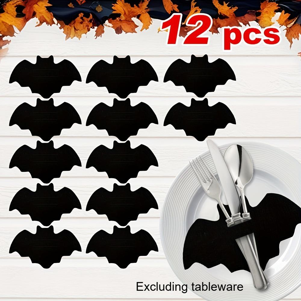 

Halloween Black Bat Placemats, Knife and Fork Holders, Candy Clips, Suitable for Various Occasions Including Home, Kitchen,Hotel
