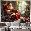 2D Christmas Eve Santa Claus Tapestry, Warm Winter Holiday Wall Hanging for Home Decor