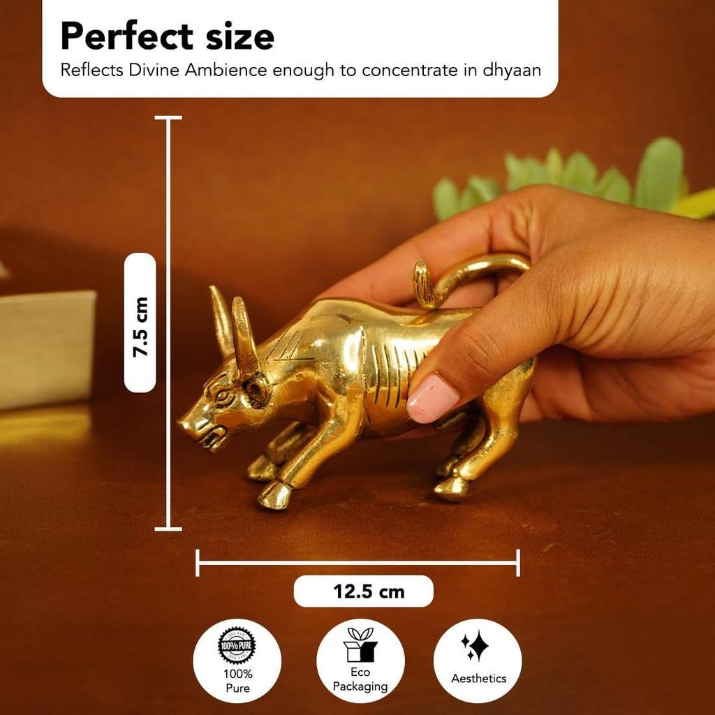 100% Pure Brass Bull Show Pieces for Home Decor Living Room Decorative Items | Showpieces Gift Items for Home Decoration