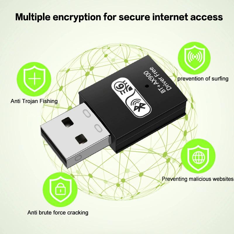 WIFI 6 AX900 Bluetooth 5.4 Network Card 2in1 Dongle Dual Band 2.4G&5GHz USB WiFi Network Wireless Wlan Receiver DRIVER FREE