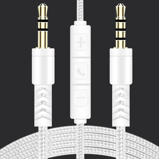 3.5mm Jack Male to Male Audio Cable 1.2m Aux Cable Volume Control with Mic for iPhone for iPad