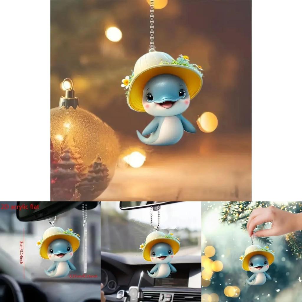 Adorable Acrylic Dolphin Car Pendant Charming Cartoon Vehicle Decor For Your Auto