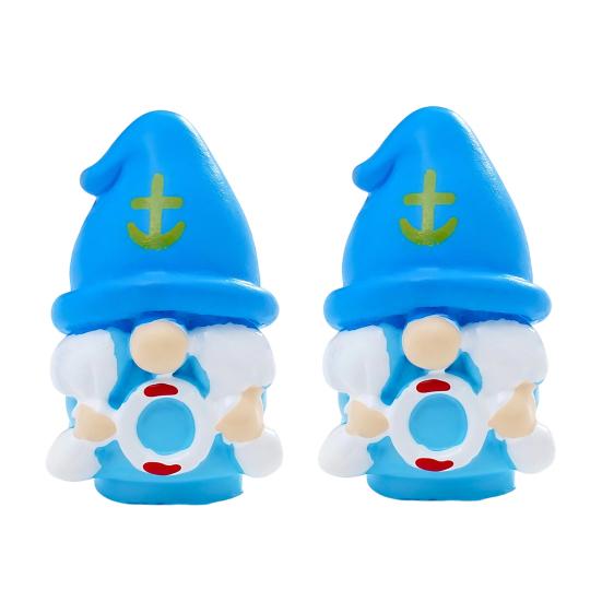 2 Pcs Mini Summer Gnome Figurines Beach Resin Gnomes Miniature Figures for Pool Party Favors DIY Cake Decoration Fairy Garden Home Decor
